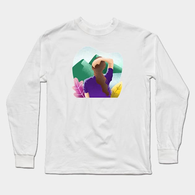 Girl with nature Long Sleeve T-Shirt by BarnawiMT